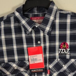 Men's Blue and White Plaid Casual Shirt